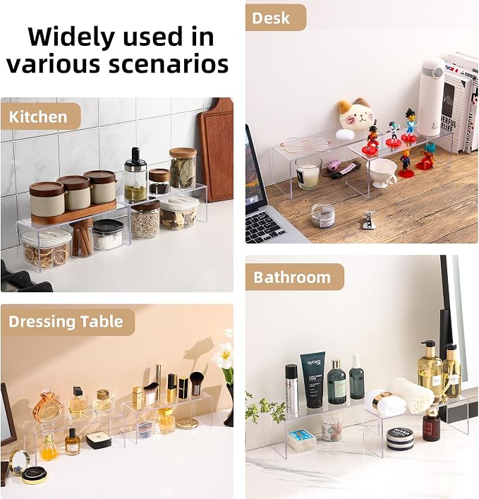 Aminigram 8 Packs Cabinet Organizer Shelf, Acrylic kitchen Cabinet Shelves - Image 5