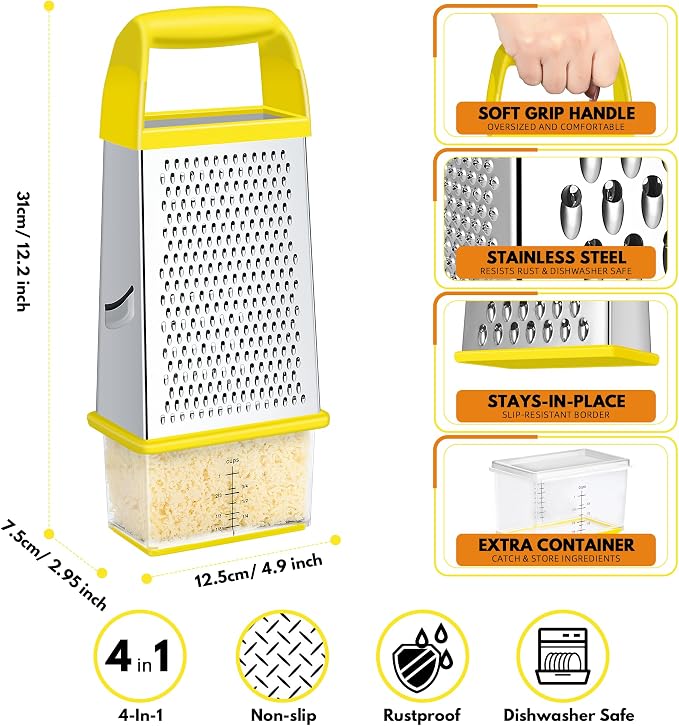 Urbanstrive Cheese Grater With Container, Professional Cheese Grater with Handle - Image 2