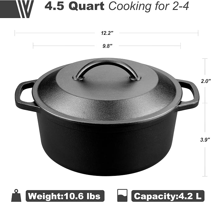 VORRINGARD Pre-Seasoned Cast Iron Dutch Oven - Image 2