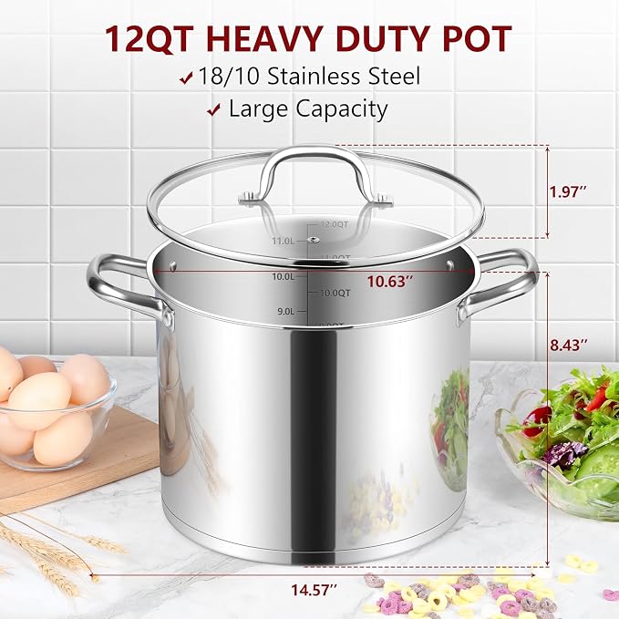 Herogo 12-Quart 18/10 Stainless Steel Stock Pot - Image 2