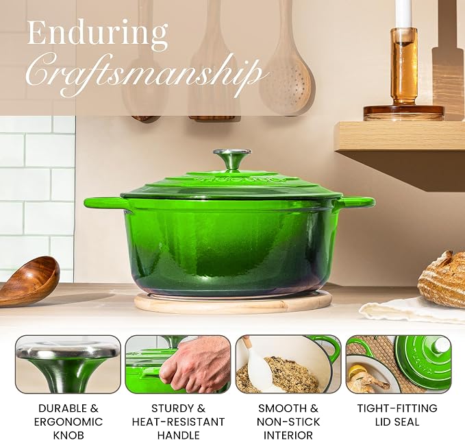 Cast Iron Pot with Lid – Non-Stick Ovenproof Enamelled Casserole Pot, Oven Safe - Image 7