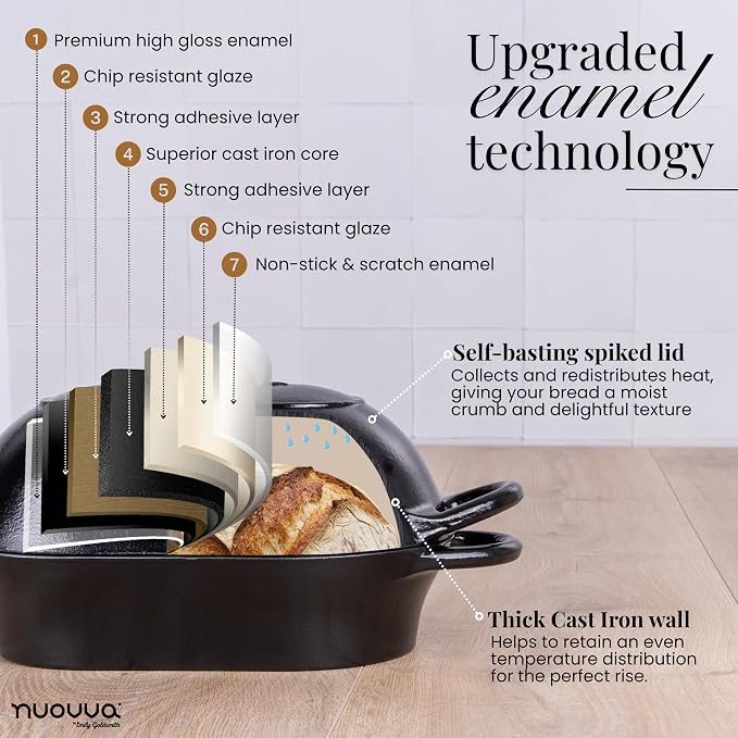 nuovva Dutch Oven For Sourdough Bread Baking – Enamelled Cast Iron Bread Loaf - Image 6