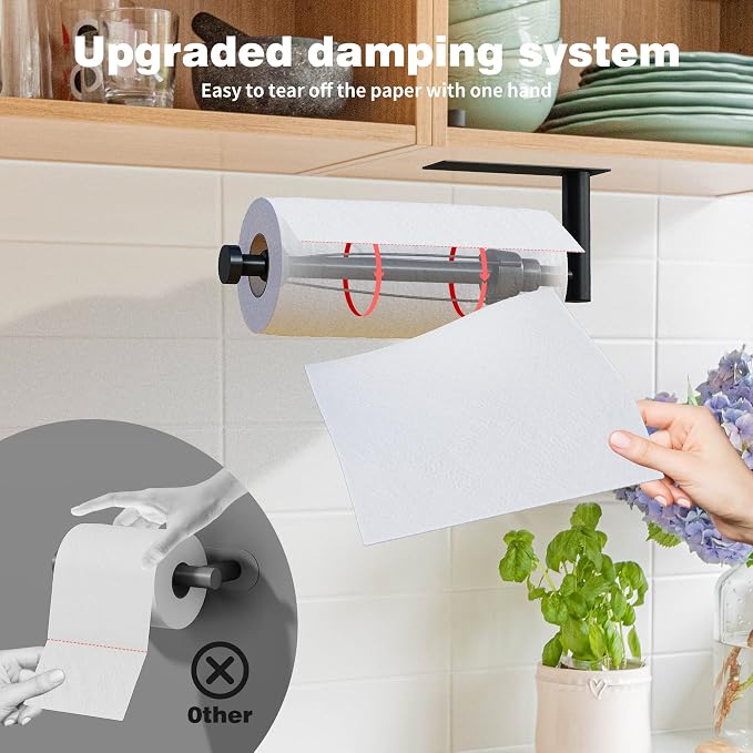 DEKAVA Under Cabinet Wall Mount Paper Towel Holder, Self-Adhesive Bar, - Image 6