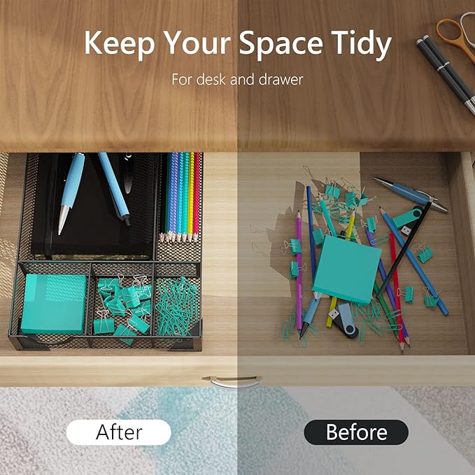 Desk Drawer Organizer, Office Desk Organizer Tray - Image 2
