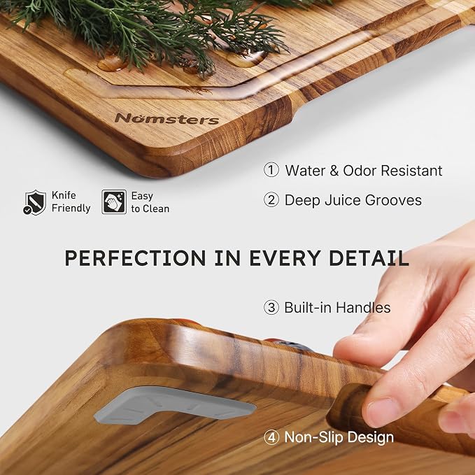 Teak Cutting Board 15inch Non Slip Over Sink Kitchen 2026 First Apartment - Image 6