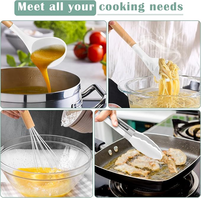 E-far Silicone Cooking Utensils Set, 446℉ Heat Resistant 10PCS Kitchen Utensils - Image 6