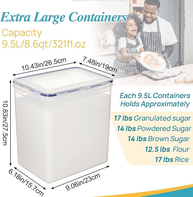Vtopmart 9.5L 2 Pack Extra Large Flour Sugar Storage Containers - Image 2