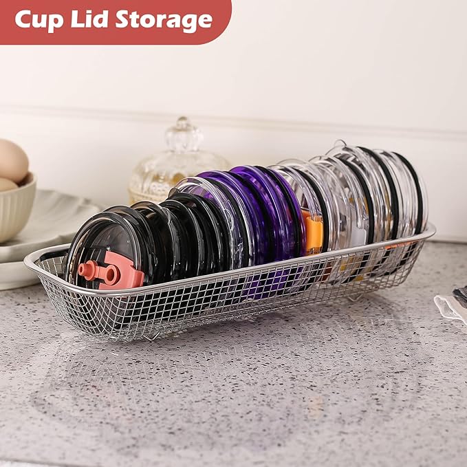 2Pack Stainless Steel Tumbler Cup Lid Organizer Inside Cabinet, Mason Jar Lid - Image 2