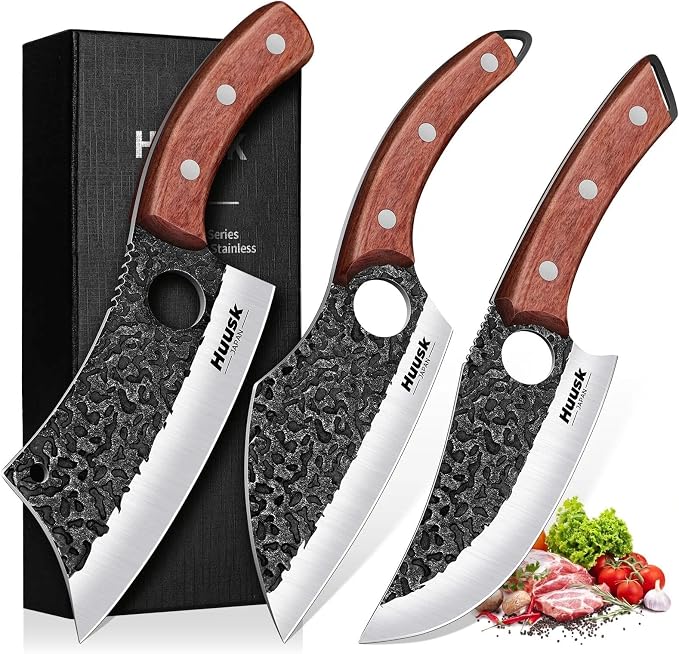Huusk Butcher Knife Set of 3- Japanese Knife Set by HuuskKnife