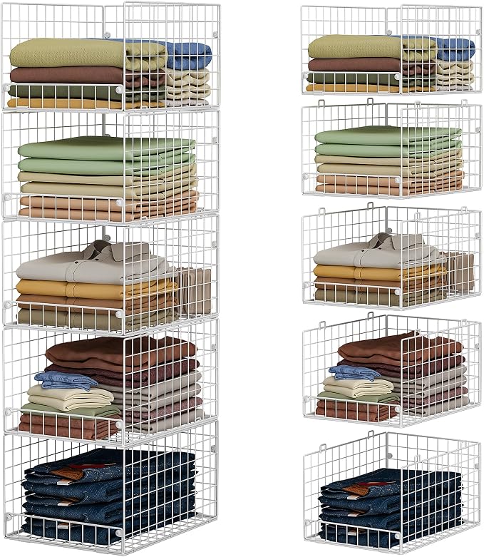 5-Tier Stackable Closet Storage Shelves, Closet Organizers and Storage Basket by FollowWithYociyogaTogether
