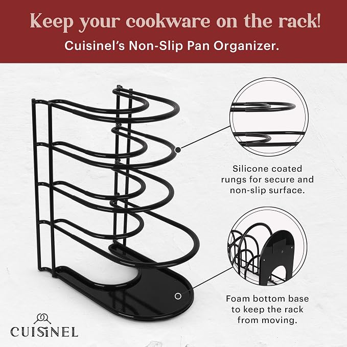 Pan Organizer - Silicone-Coated Non-Slip 12" Heavy Duty Skillet Rack - Kitchen - Image 4