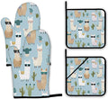 Cute Alpacas Oven Mitts and Pot Holders Set, Cactus Kitchen Decor Heat by Unknown
