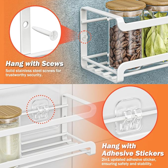 Bunoxea Spice Rack wall mounted 4 Pack, Space-Saving Spice Organizer - Image 3