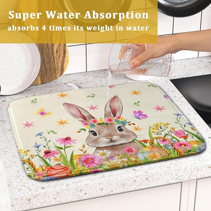 Easter Dish Drying Mat for Kitchen Counter Spring Easter Holiday Dish Drying - Image 7