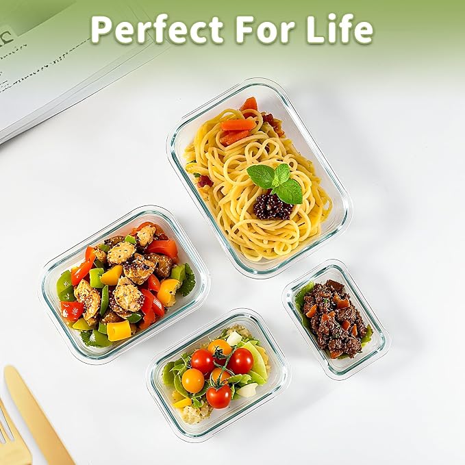 HOMBERKING 8 Pack Glass Food Storage Containers - Image 6