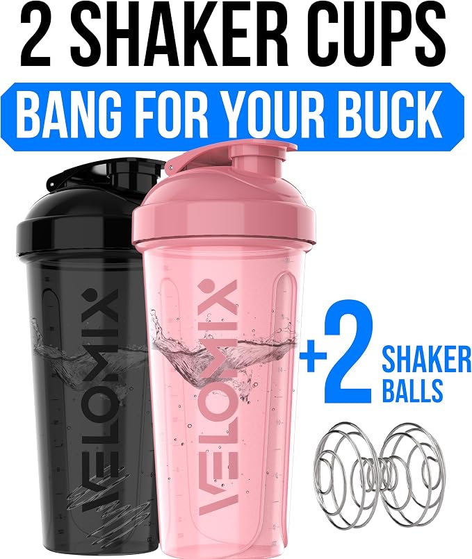 VELOMIX -2 Pack- 28 oz Protein Shaker Bottles - Image 2