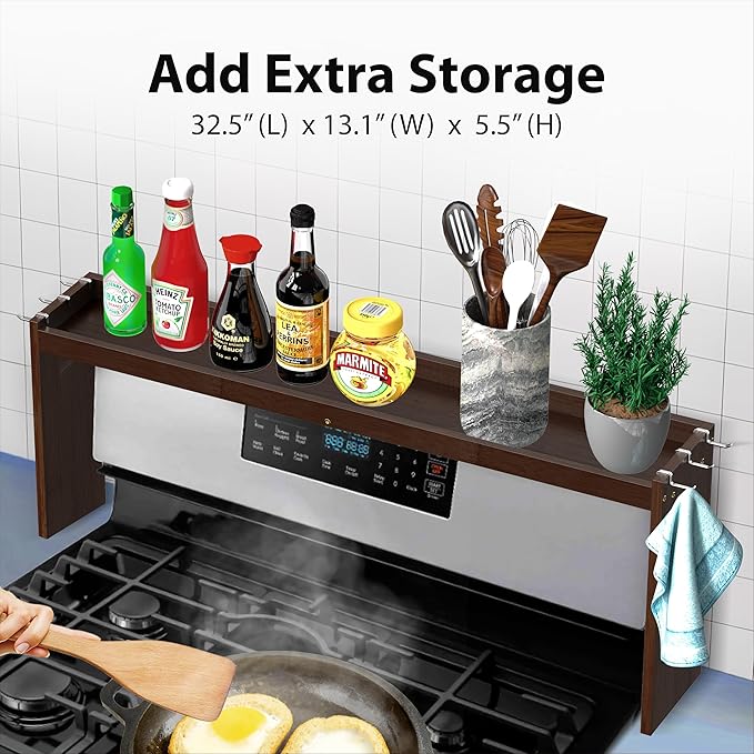 IIIOIIIA Bamboo Over the Stove Spice Rack Organizer Shelf - Image 2