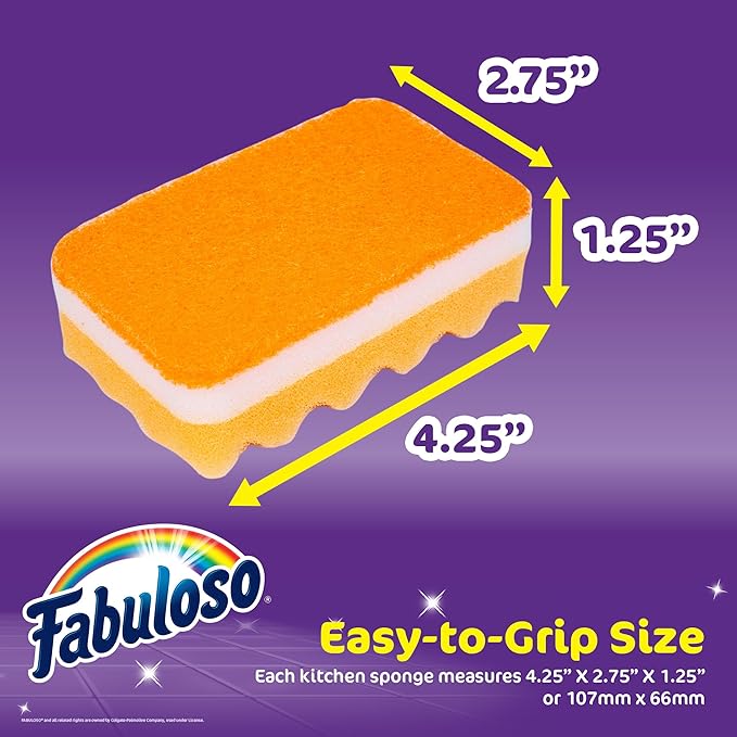 Fabuloso Scratch-Free Kitchen Dish Sponges, Rainbow Cellulose Scrubber Sponge - Image 5