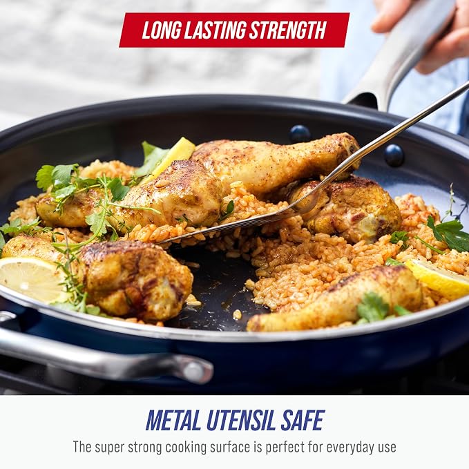 Blue Diamond Ceramic Nonstick 14" Frying Pan Skillet, PFAS-Free Cookware - Image 5