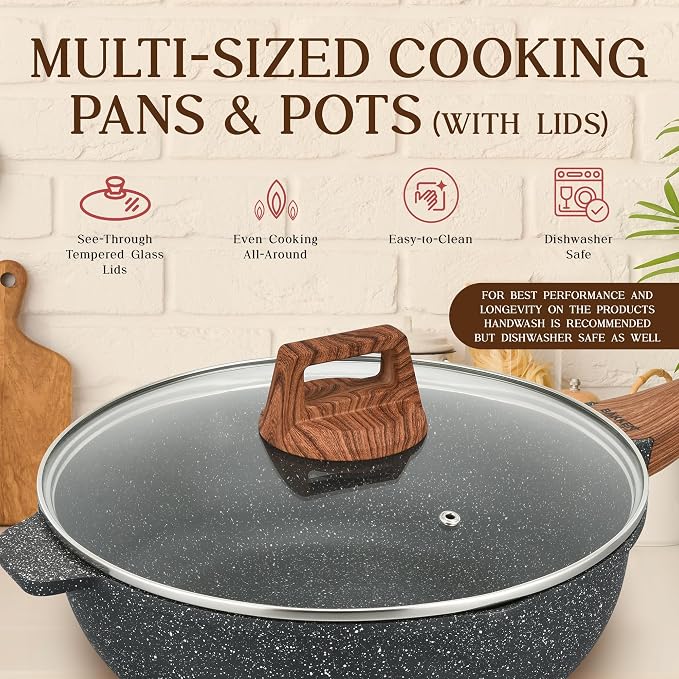 Bakken-Swiss 14-Piece Kitchen Cookware Set – Granite Non-Stick – Eco-Friendly – - Image 4