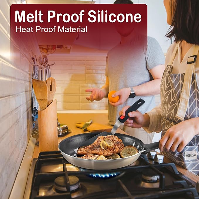 Silicone Pancake Spatula Turner Set of 2, 600°F Heat Resistant Cooking Spatulas - Image 6