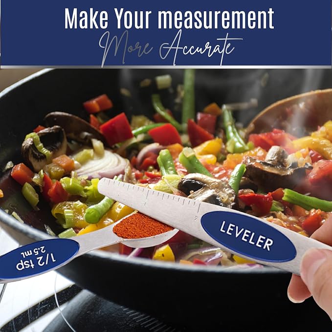 Magnetic Measuring Spoons Set of 9 Stainless Steel Dual-Sided Stackable - Image 9