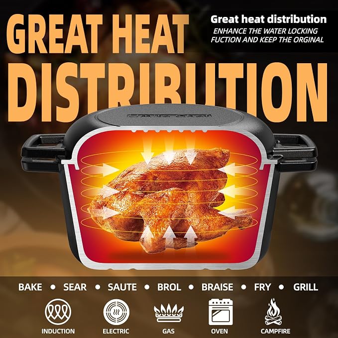 2-in-1 Pre-Seasoned Cast Iron Double Dutch Oven Pot - Image 4