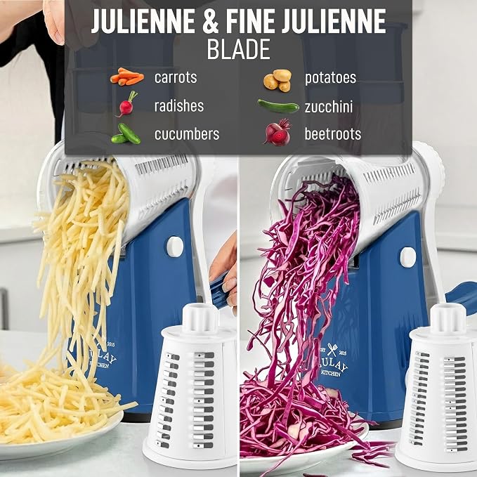 Zulay Kitchen Rotary Cheese Grater 5 Blade Cheese Shredder - Image 6