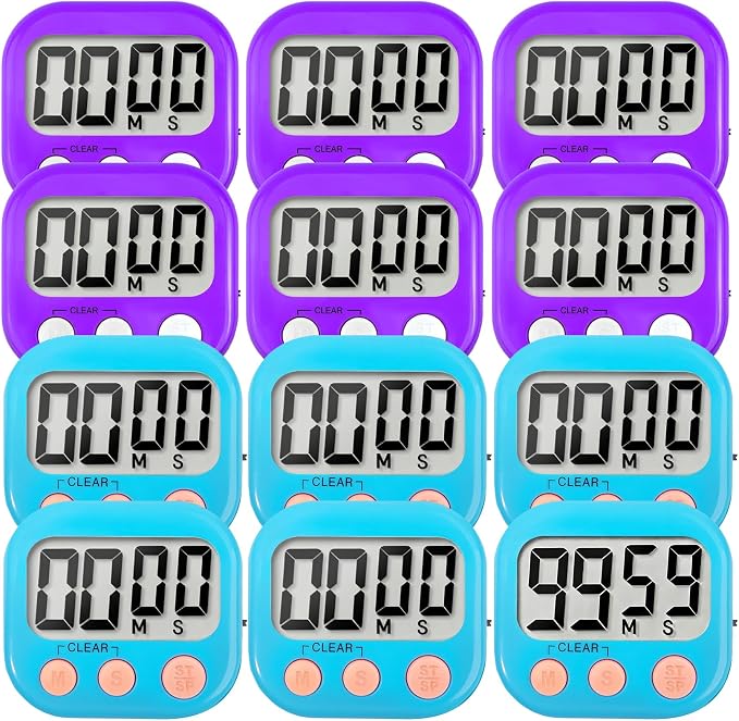 12 Pack Digital Kitchen Timer Small Classroom Timers by VOULOIR