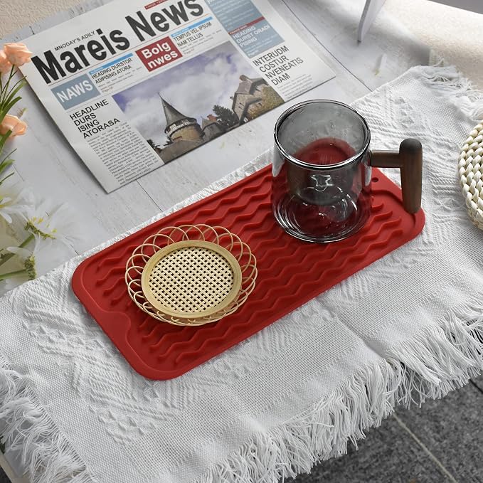 Silicone Dish Drying Mat, Non-Slip Easy Clean Sink Mat Large Heat-resistant - Image 5