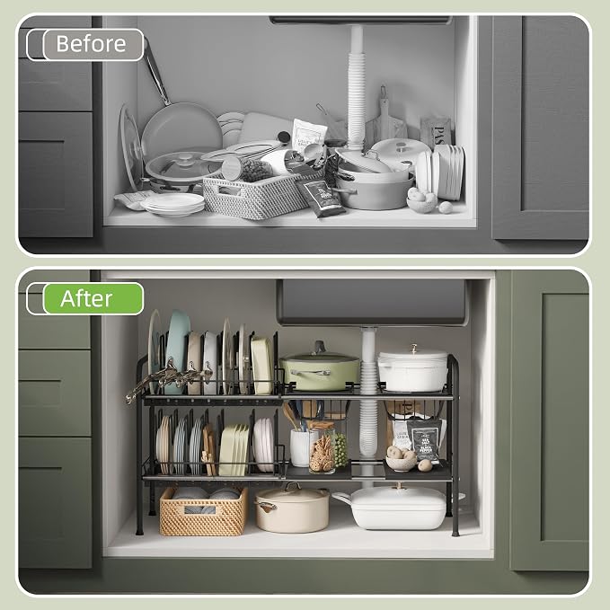 NETEL Adjustable Under Sink Organizers and Storage, Pots and Pans Organizer - Image 5