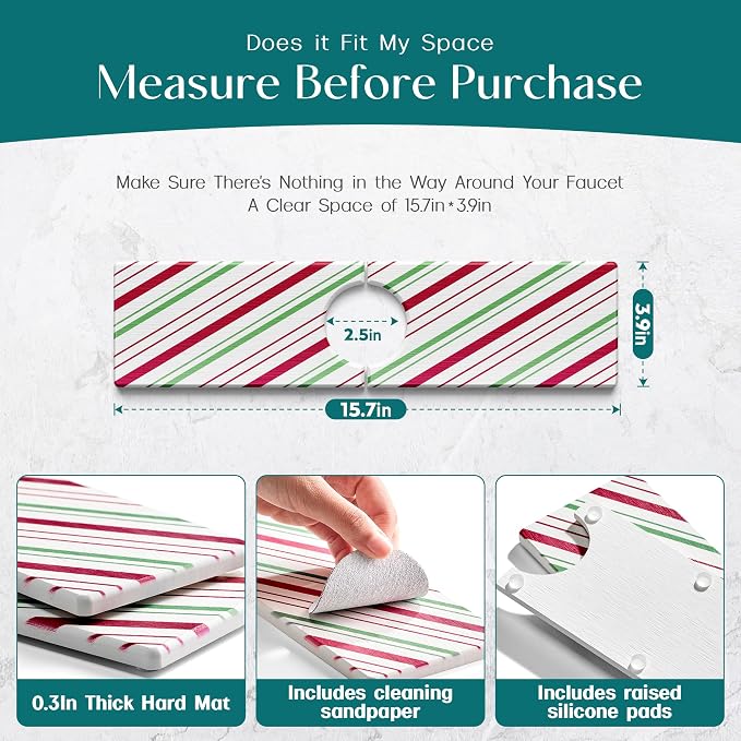 Stone Faucet Mat for Kitchen Sink, Diatomite Drying Stone Mat for Kitchen - Image 5