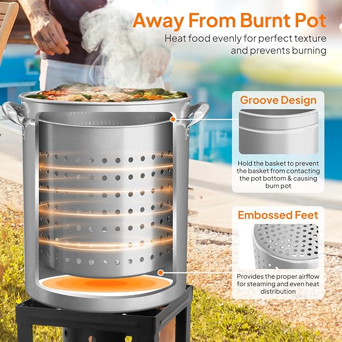 ROVSUN 62-Quart Stainless Steel Turkey Fryer & Seafood Boil Pot - Image 4