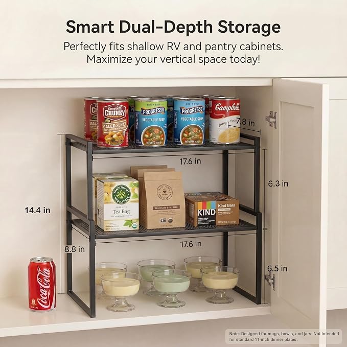 Set of 2 Cabinet Organizers 16.1''W 44 LBS Load Capacity Heavy Duty Kitchen - Image 2