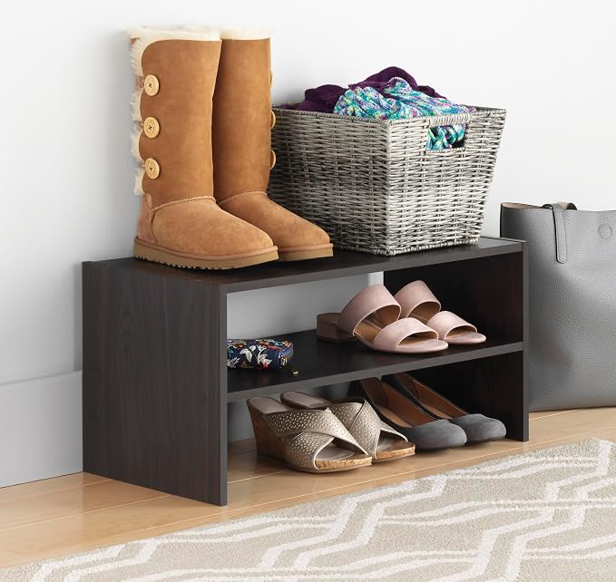 Whitmor Wood Stackable 2-Shelf Shoe Rack, 24 INCH by Whitmor