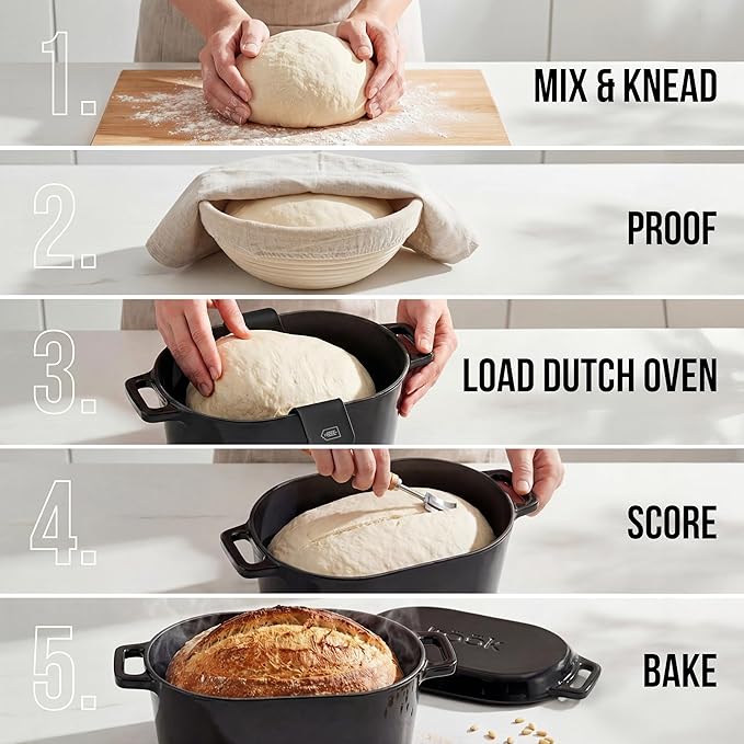 Kook Dutch Oven, for Bread Baking, Sourdough Loaf Pan, Dual Handles, Enameled - Image 6