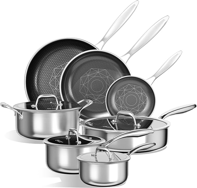 COOKER KING Stainless Steel Cookware Set, Hybrid Ceramic Cookware, Non-Stick by cookerking
