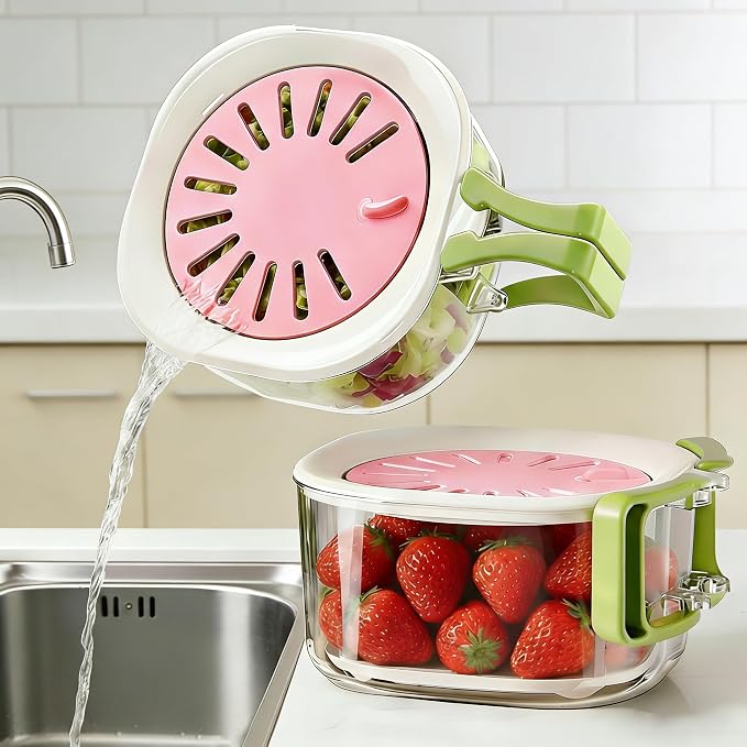 Colander Strainer with Lid, Fridge Organizer Storage Berry Container, Veggie by Unknown