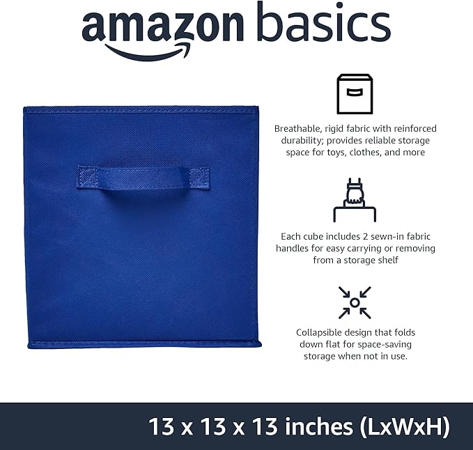 Amazon Basics Collapsible Fabric Storage Bins, Cube Organizer - Image 2