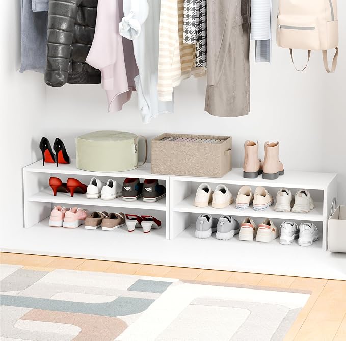 Whitmor Stackable 28" Extra Wide 2-Shelf Storage Organizer, Stackable Wood - Image 4