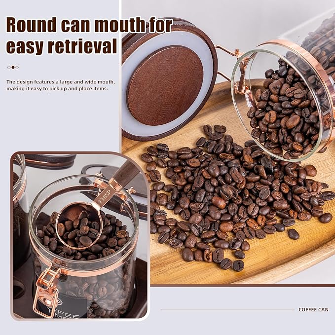 Glass Coffee & Sugar Canister Set, 2×45OZ Airtight Glass Storage Jars - Image 7