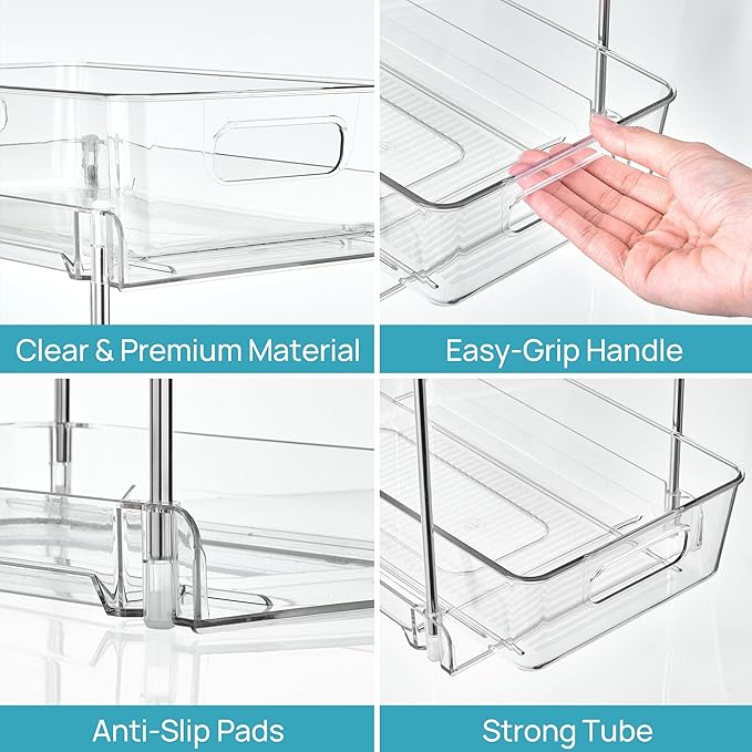 Vtopmart 2 Pack Higher Bathroom Organizer, 2 Tier White Under Sink Organizers - Image 8