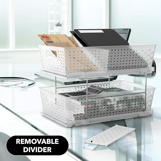 Simple Houseware 2 Tier Bathroom Organizer Tray Pull-Out Sliding - Image 9
