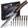SYOKAMI Steak Knives Set of 8, 4.8 Inch Carbon Steel Japanese Style Non by SYOKAMI