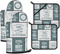 Vintage Farmhouse Food Pattern Oven Mitts and Pot Holders Sets Heat Resistant by ANTJOO