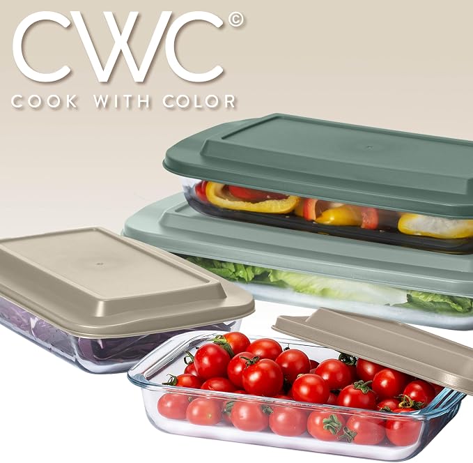 COOK WITH COLOR 8-Piece Deep Glass Baking Dish Set with Plastic Lids – - Image 9