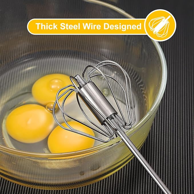 Egg Whisk, 2 Pack Stainless Steel Home Kitchen Tool, Hand Easy Whisk Egg Beater - Image 2