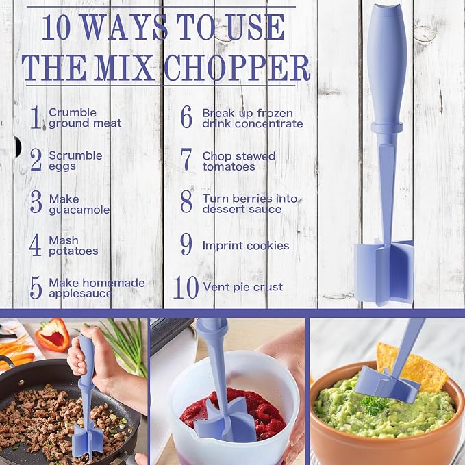 2 Pack Meat Chopper, 5 Curve Blades Ground Beef Masher, Nylon Hamburger Chopper - Image 3