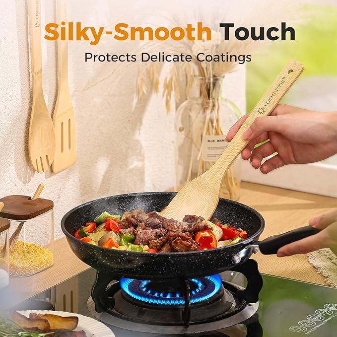 Wooden Spoons for Cooking Bamboo Utensils Set - Image 3