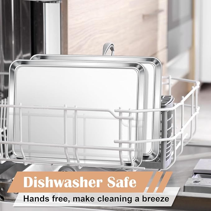 E-far Baking Sheets Set of 2, 16” x12” Stainless Steel Cookie Sheets Pans - Image 6